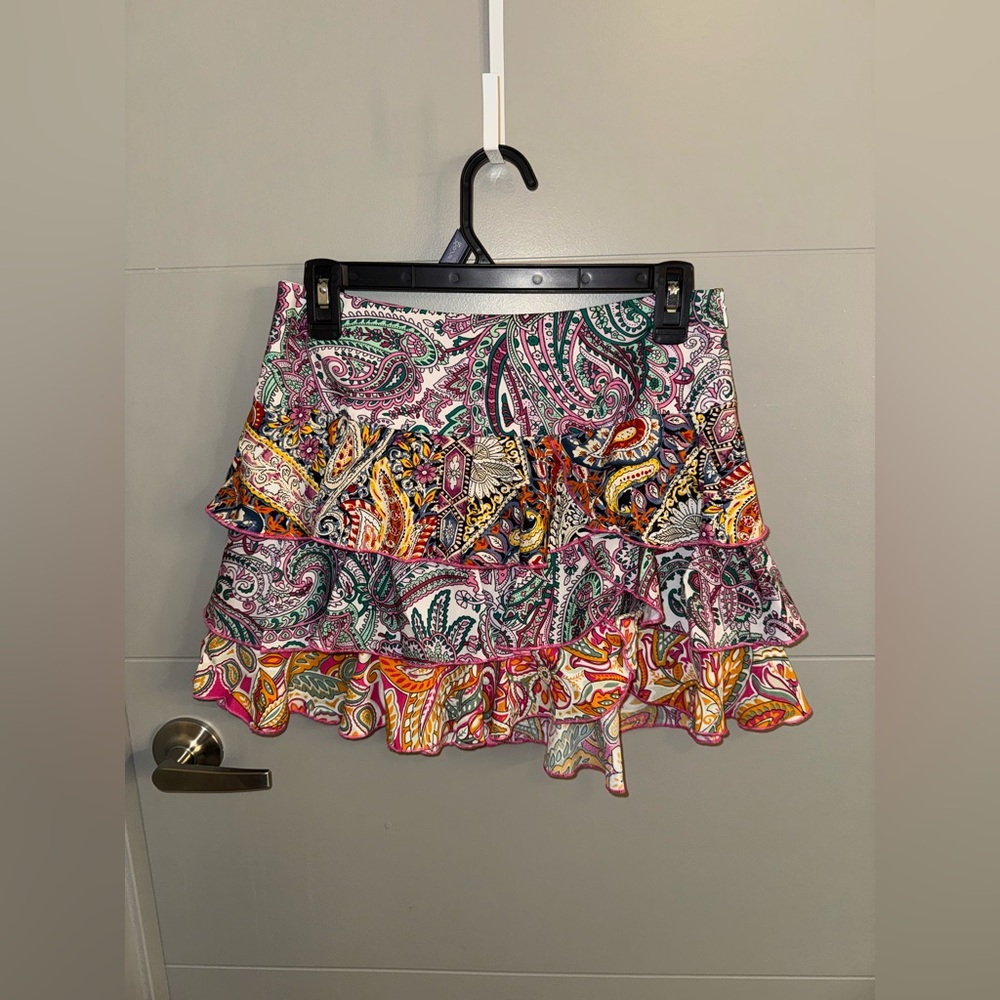 Finesse Colorful Paisley Ruffle Skirt